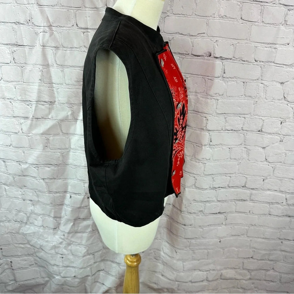 vintage cheyenne outfitters western boho denim vest sz XL bandana print - Picture 2 of 7